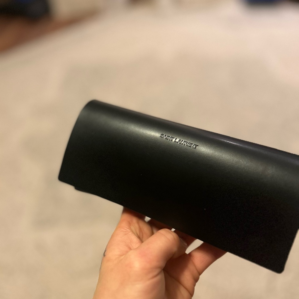 Saint Laurent Black Leather Sunglasses Case